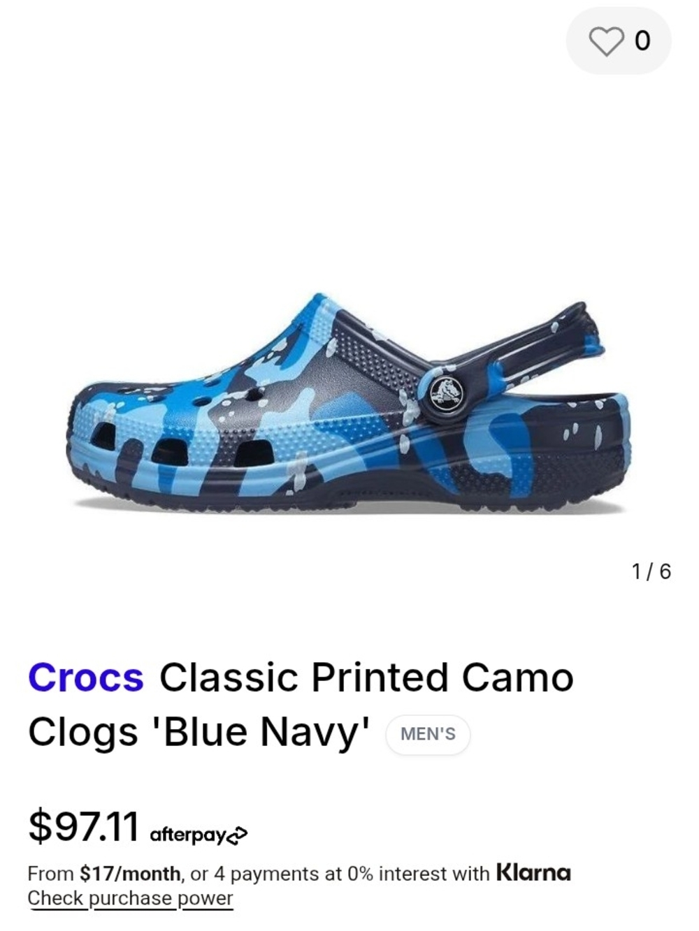 Crocs Kids' Classic Printed Camo Clogs in Blue Navy